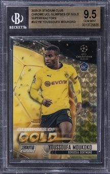 2020-21 Topps Stadium Club Chrome UCL "Glimpses Of Gold" Superfractor #GGYM Youssoufa Moukoko Rookie Card (#1/1) - BGS GEM MINT 9.5